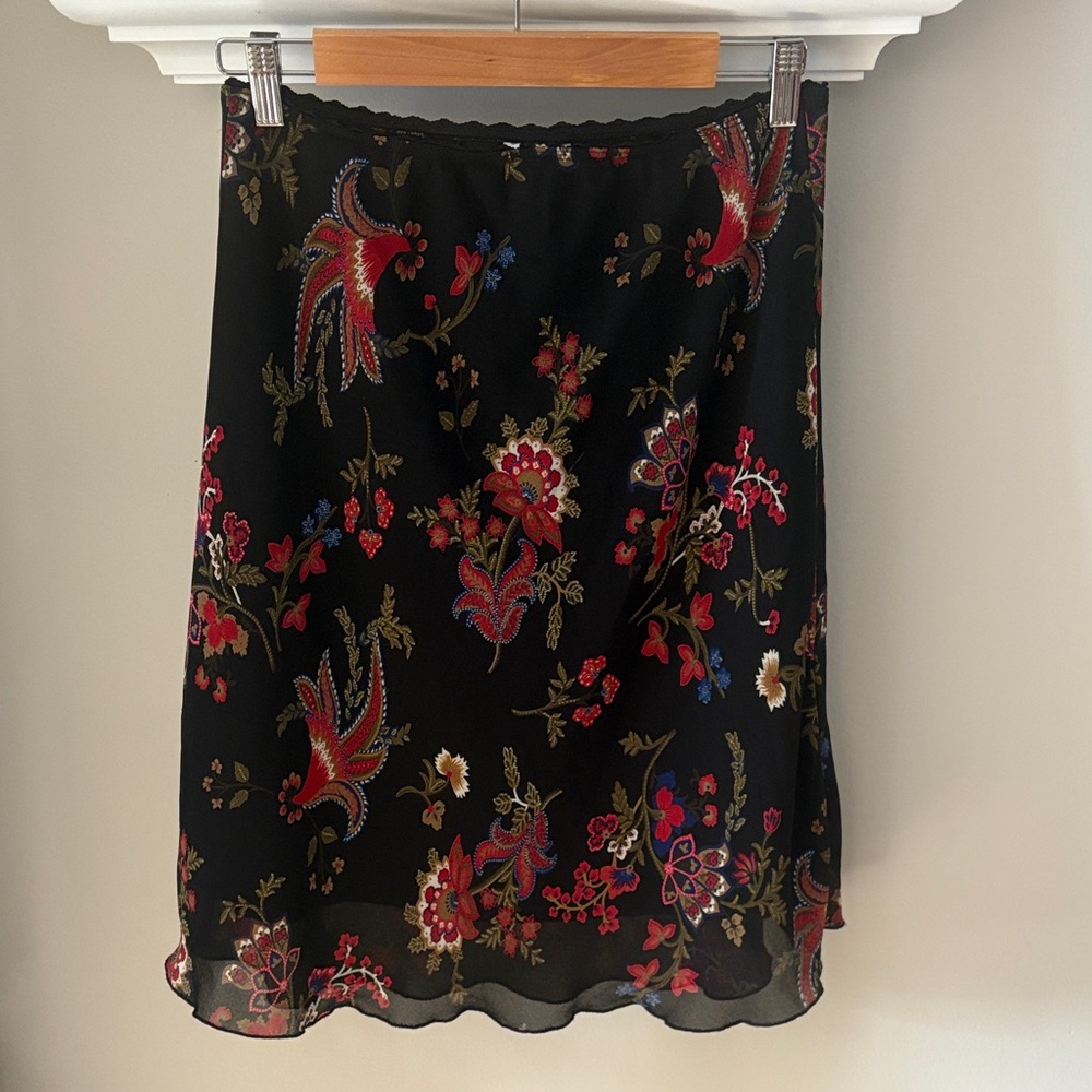 Floral Black Skirt